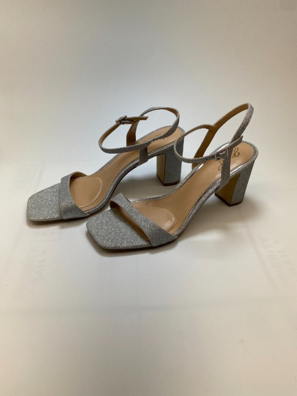 Jewel Badgley Mischka Womens Rayla II Silver Square Toe Heel Sandal Sz 11